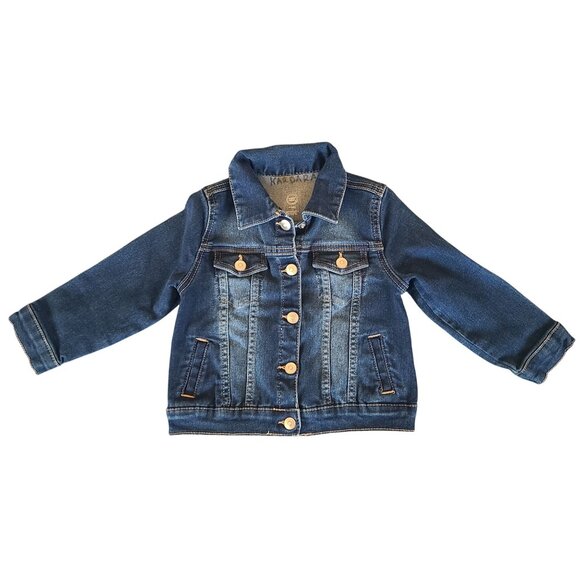 Wonder Nation Denim Jacket 3T Girls Dark Wash Button-Up Pockets Cotton - Picture 1 of 7